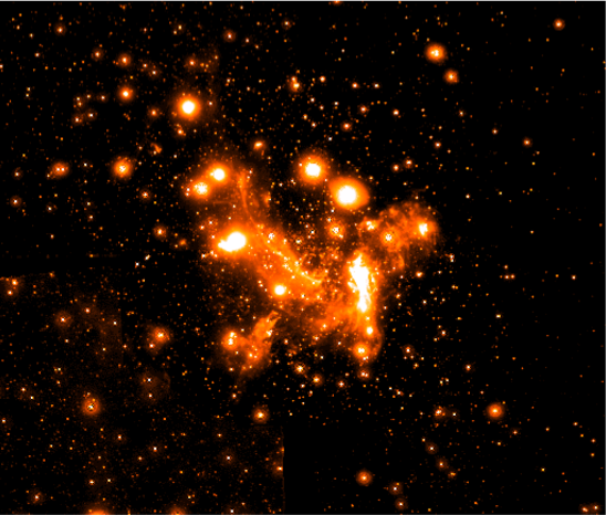  L-band image of the Galactic Center central parsec obtained with NACO instrument at the VLT-ESO telescopes. Credit: Schödel, R.